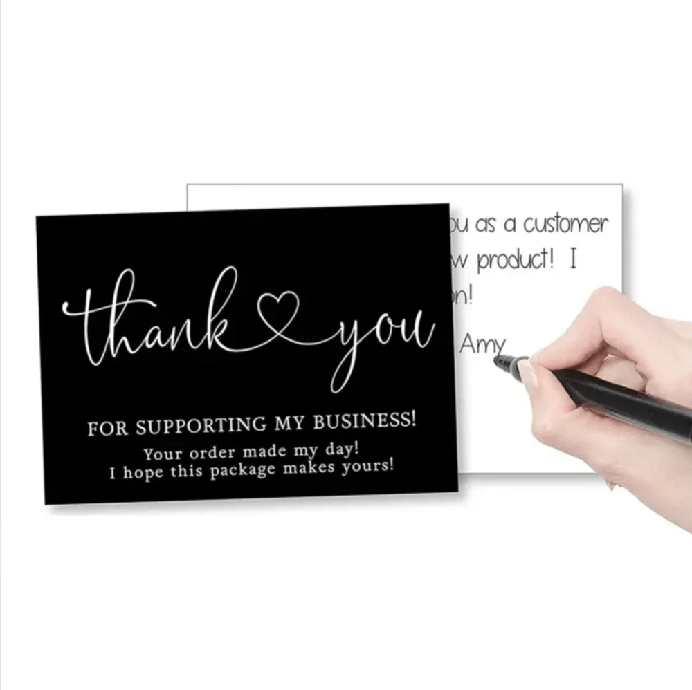 ★ 25 Black Thank You Cards Small Business Packaging Inserts Elegant